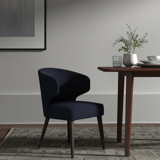 Navy Blue And Black Wingback Dining Side Chair-0