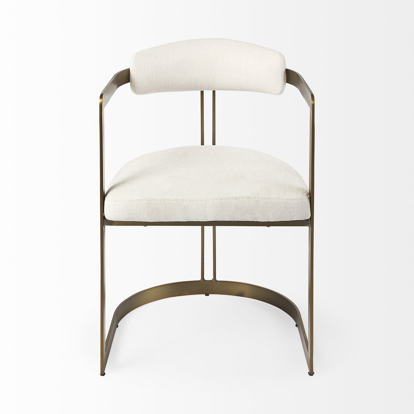 White And Gold Upholstered Dining Arm Chair-2