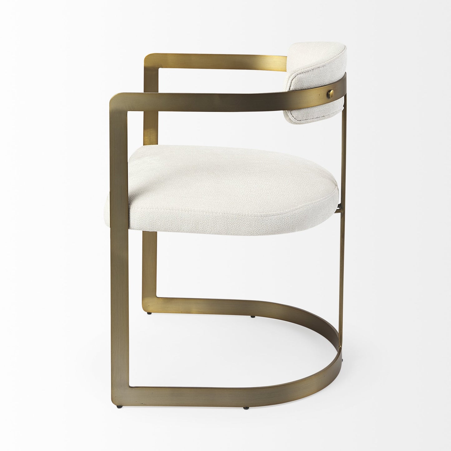 White And Gold Upholstered Dining Arm Chair-3