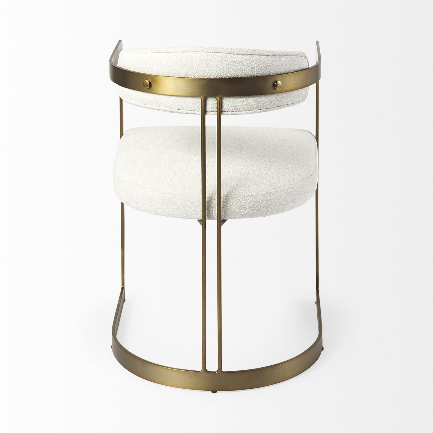 White And Gold Upholstered Dining Arm Chair-4
