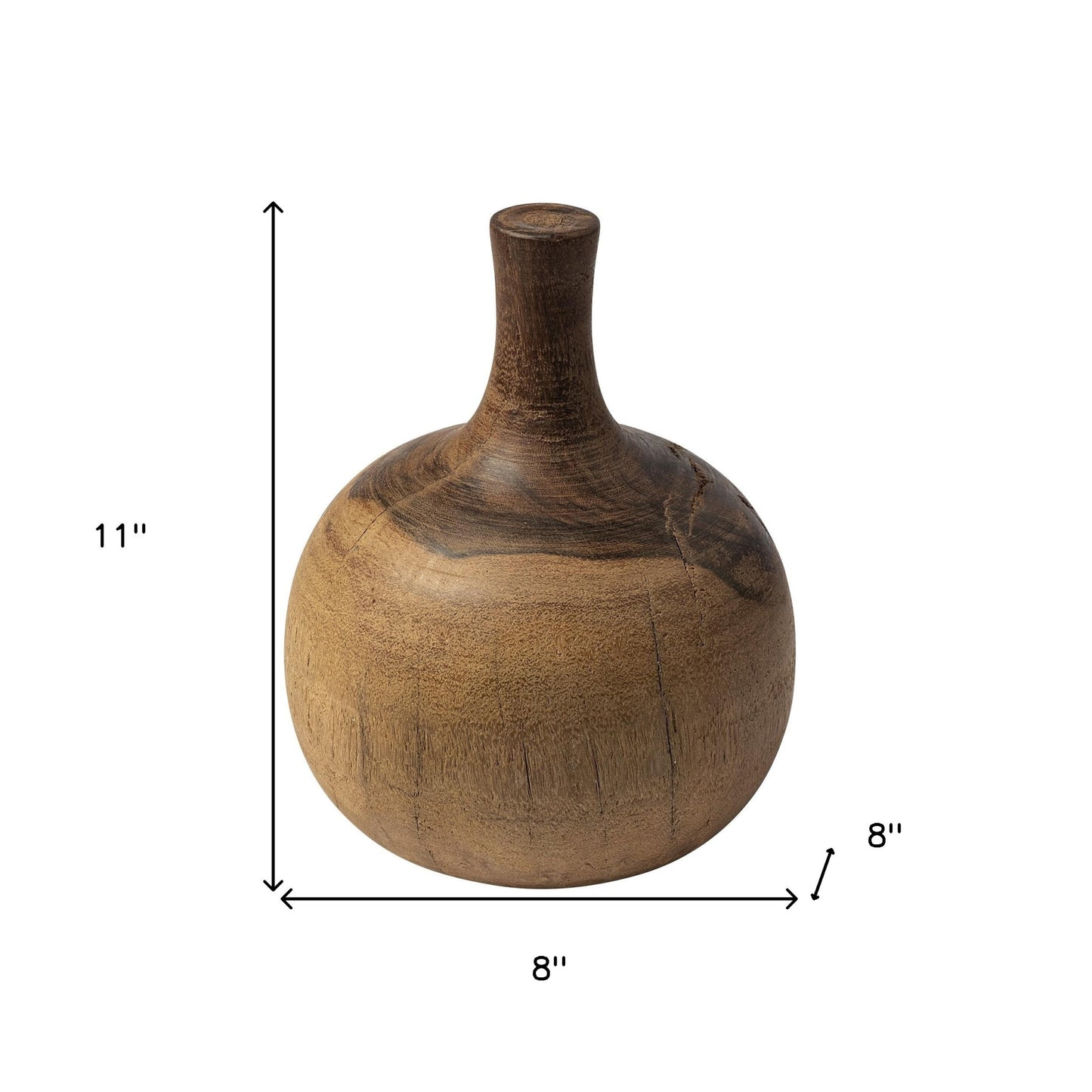 11" Brown Bud Solid Wood Table Vase-6