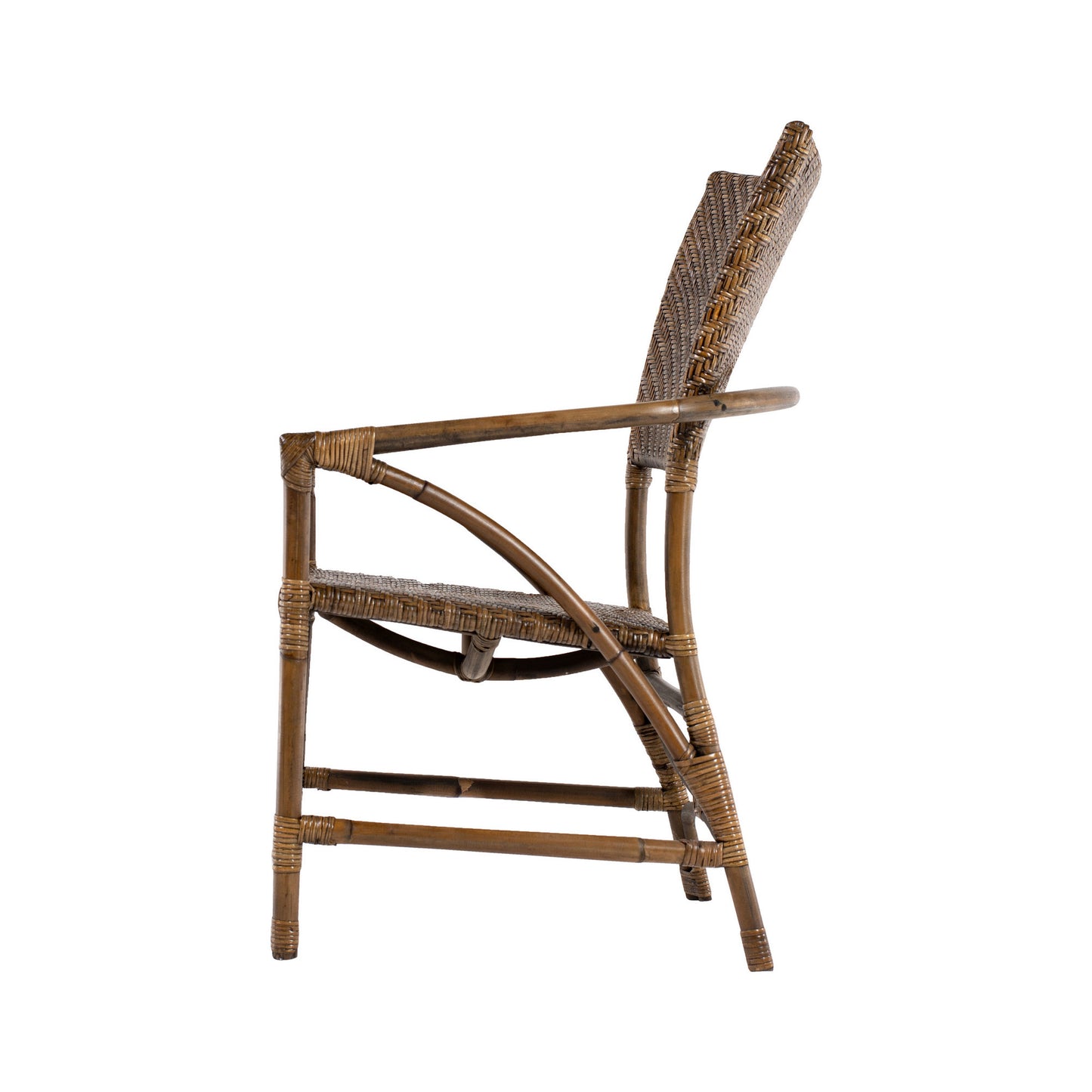 Set of Two Natural Rattan Open Back Dining Arm Chairs-4