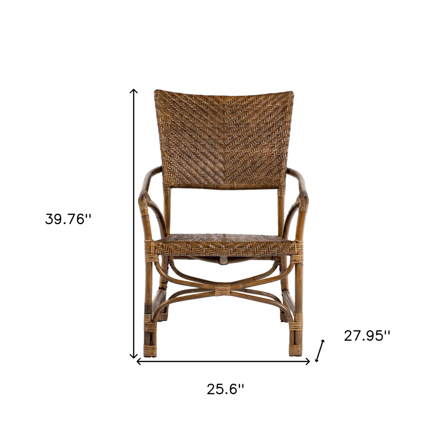 Set of Two Natural Rattan Open Back Dining Arm Chairs-8