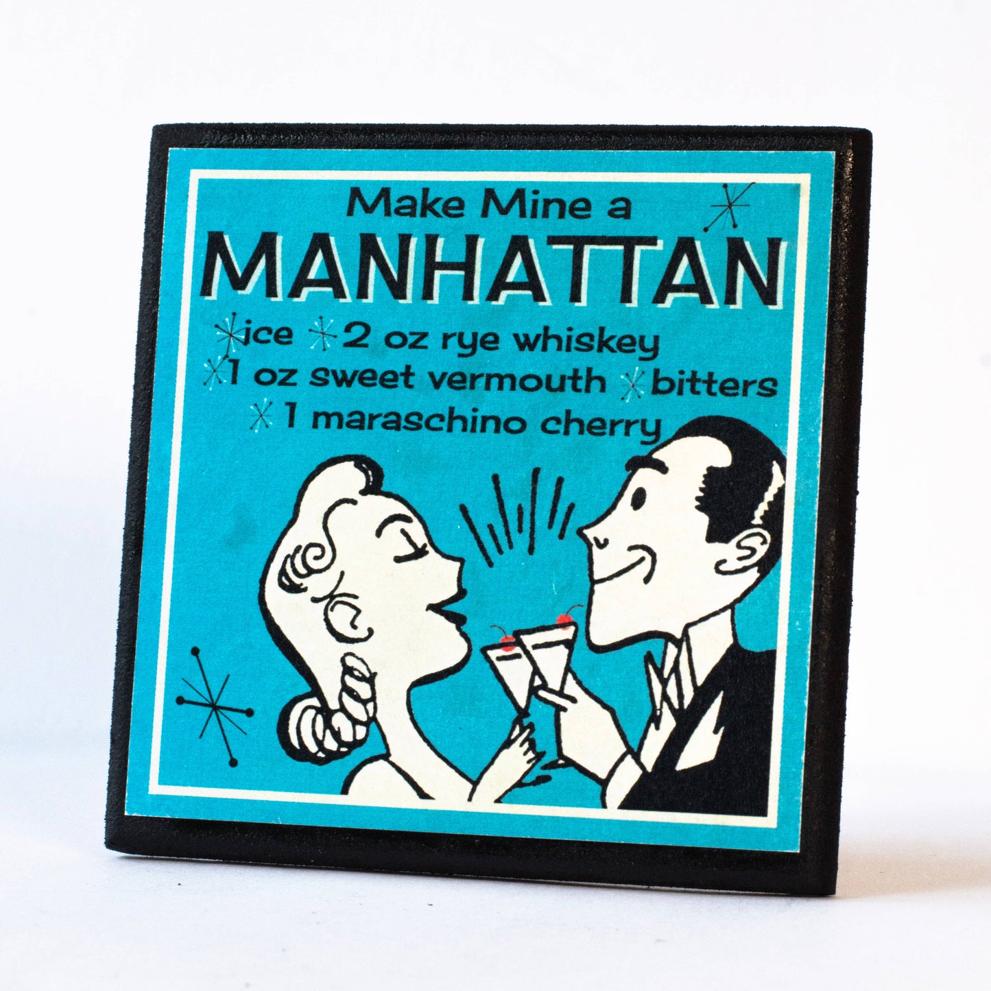 Retro Cocktail Recipe Drink Coaster Set-4