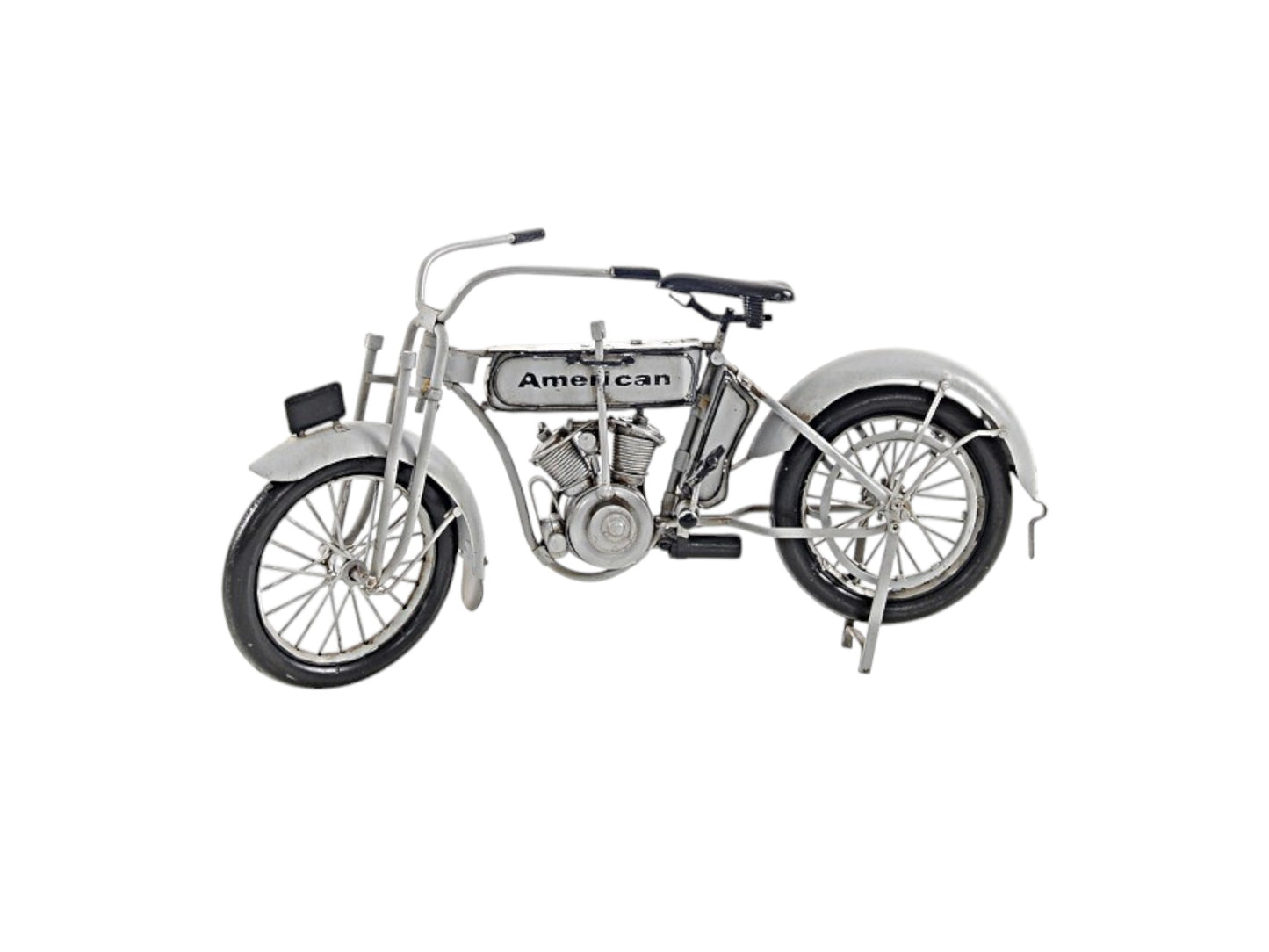6" White Metal Hand Painted Model Motorcycle Tabletop Sculpture-1