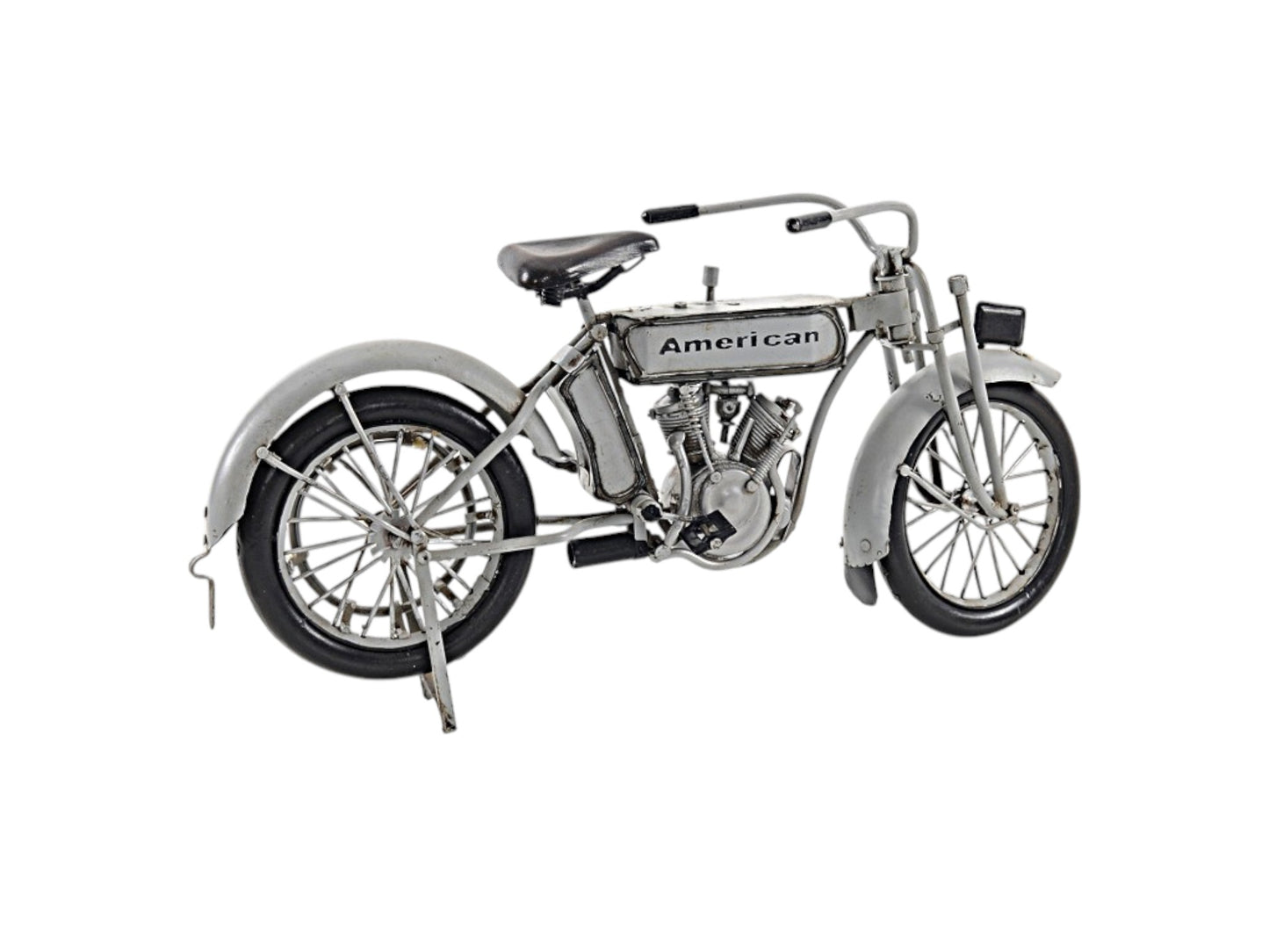 6" White Metal Hand Painted Model Motorcycle Tabletop Sculpture-2