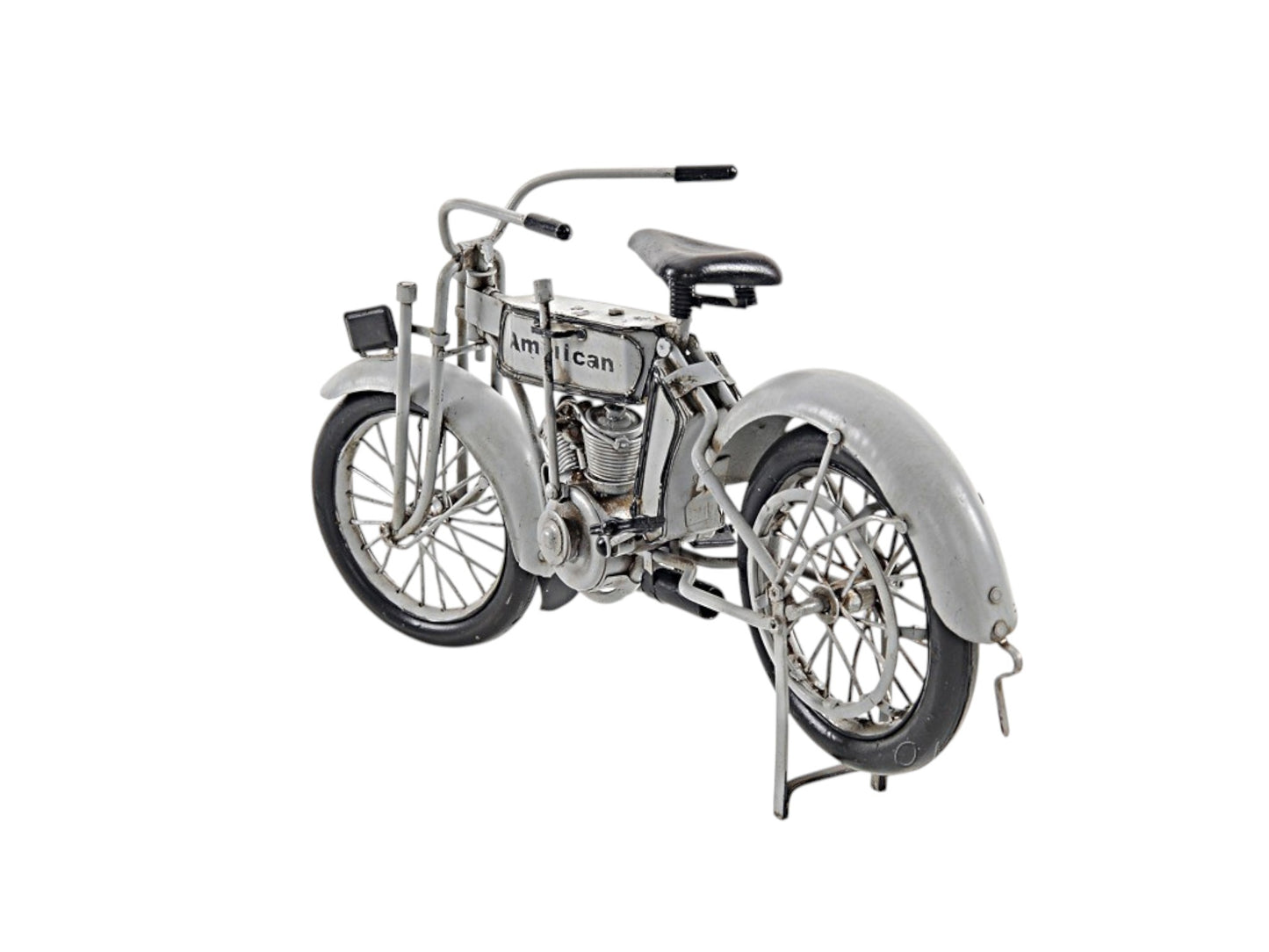 6" White Metal Hand Painted Model Motorcycle Tabletop Sculpture-3