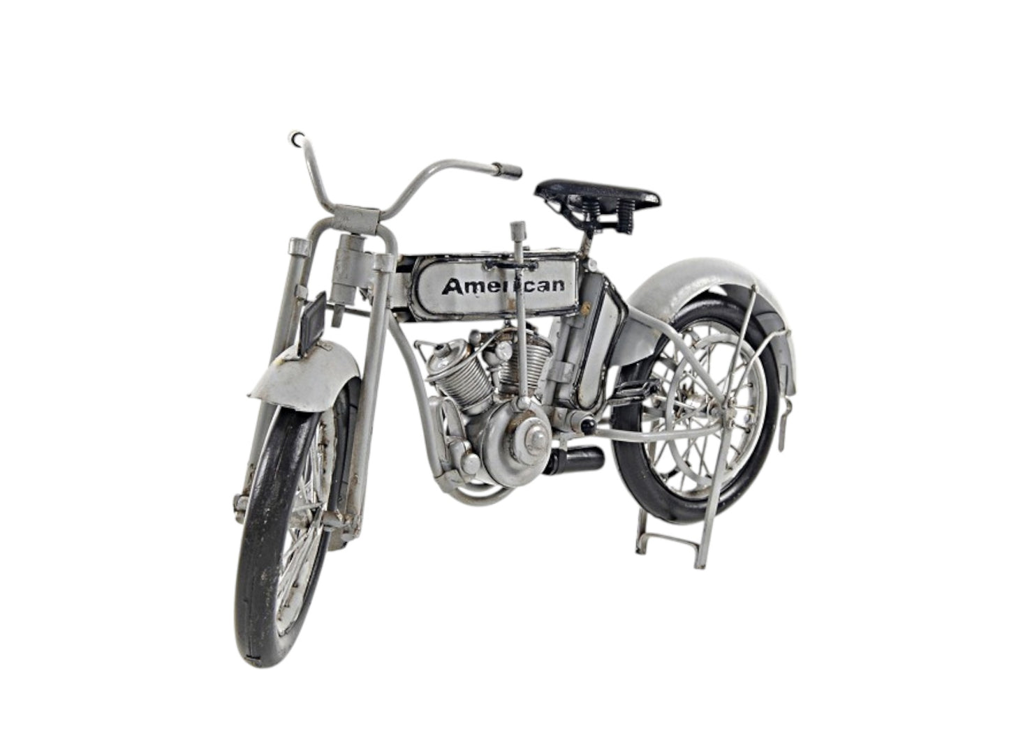 6" White Metal Hand Painted Model Motorcycle Tabletop Sculpture-4