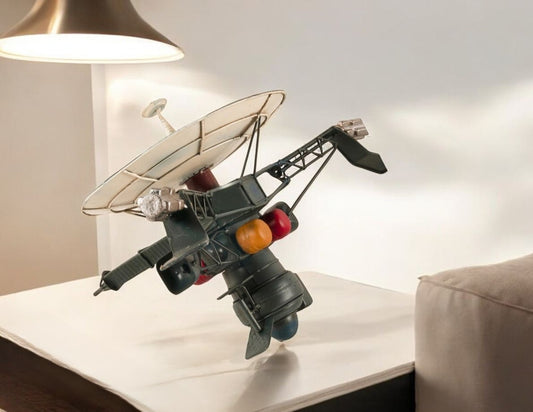 11" Dark Green Metal Hand Painted Model Airplane Tabletop Sculpture-0