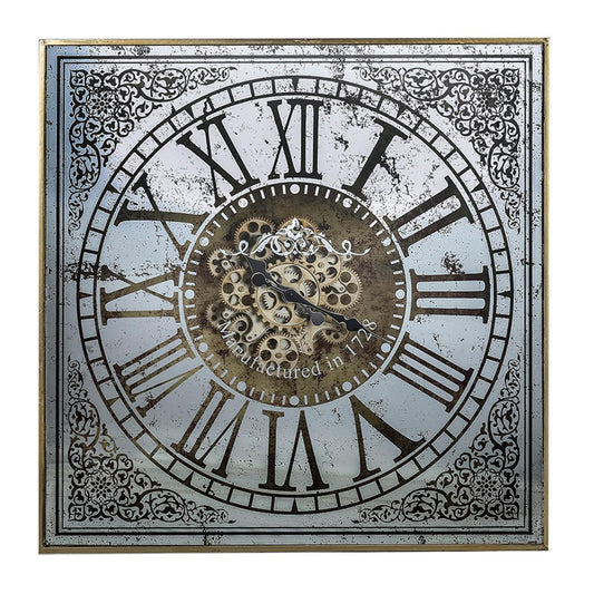 Silver And Gold Antique Style Square Wall Clock-0