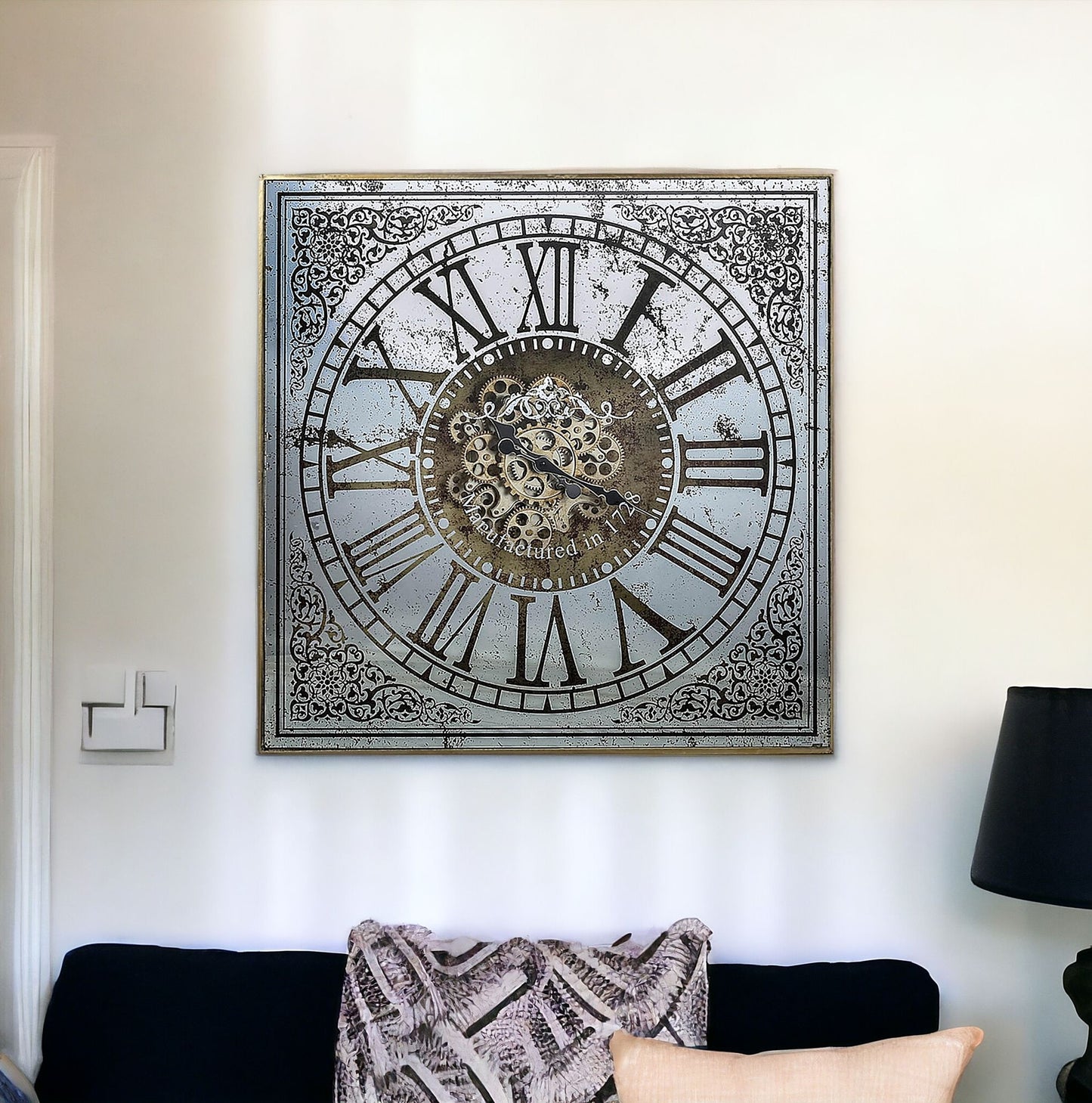 Silver And Gold Antique Style Square Wall Clock-5