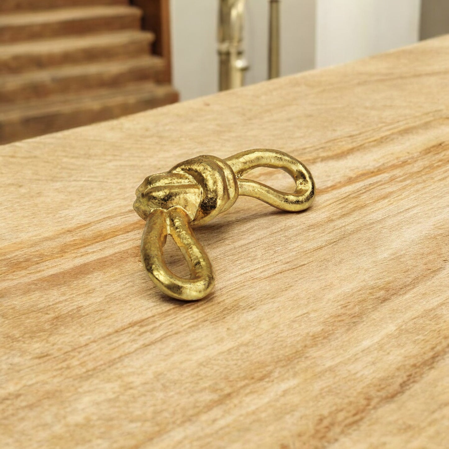 6" Gold Rustic Cast Iron Knot Tabletop Sculpture-8