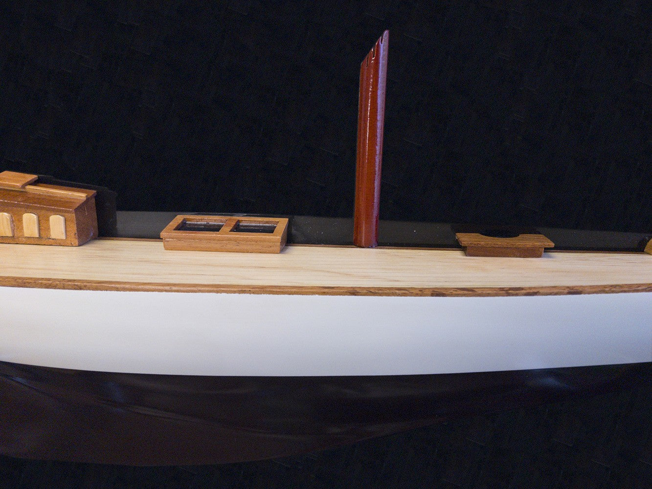 12" Black and White Solid Wood Hand Painted Shamrock V Yacht Half-Hull Model Boat-8