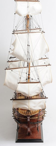 32" Wood Brown Solid Wood Hand Painted St. Espirit Model Boat-6