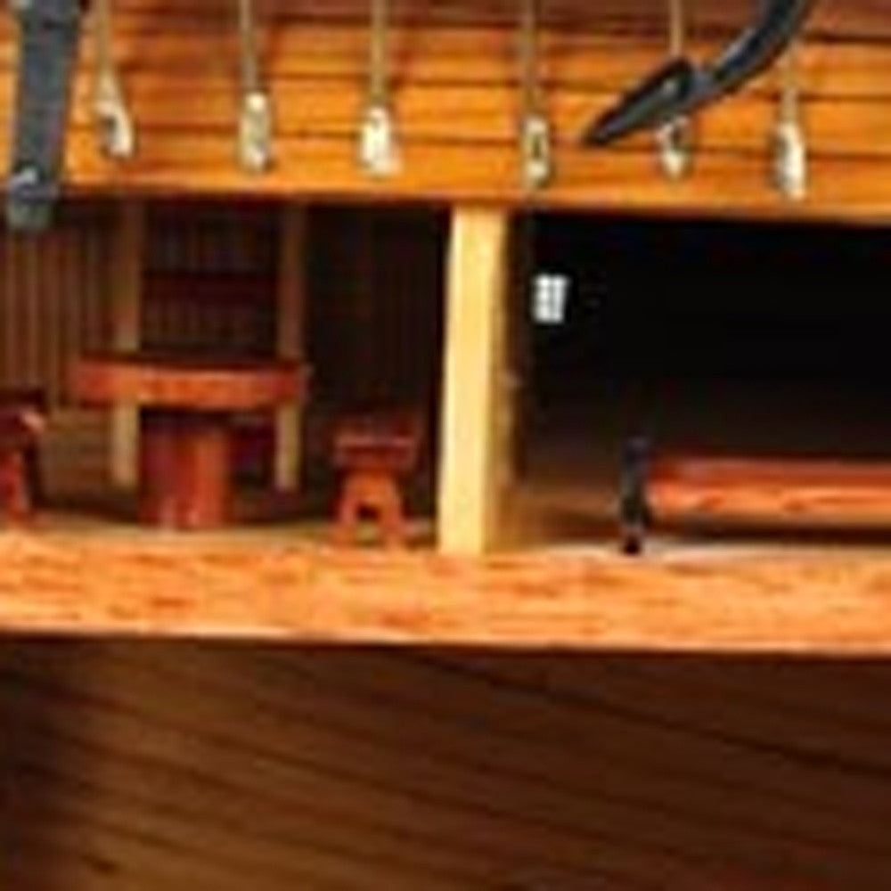 34" Wood Brown Solid Wood Hand Painted HMS Endeavour 1768 Open Hull Model Boat-8