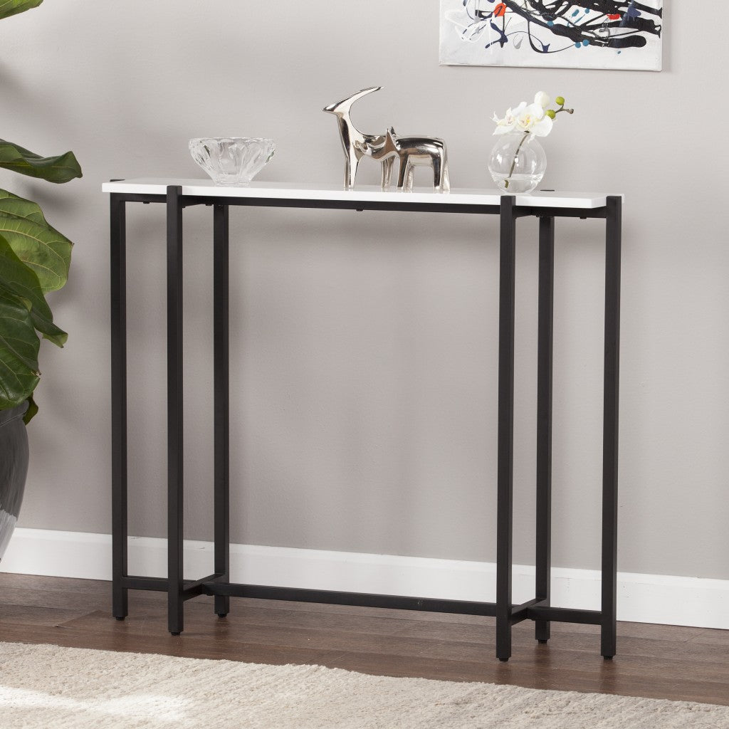 36" White and Black Frame Console Table-7