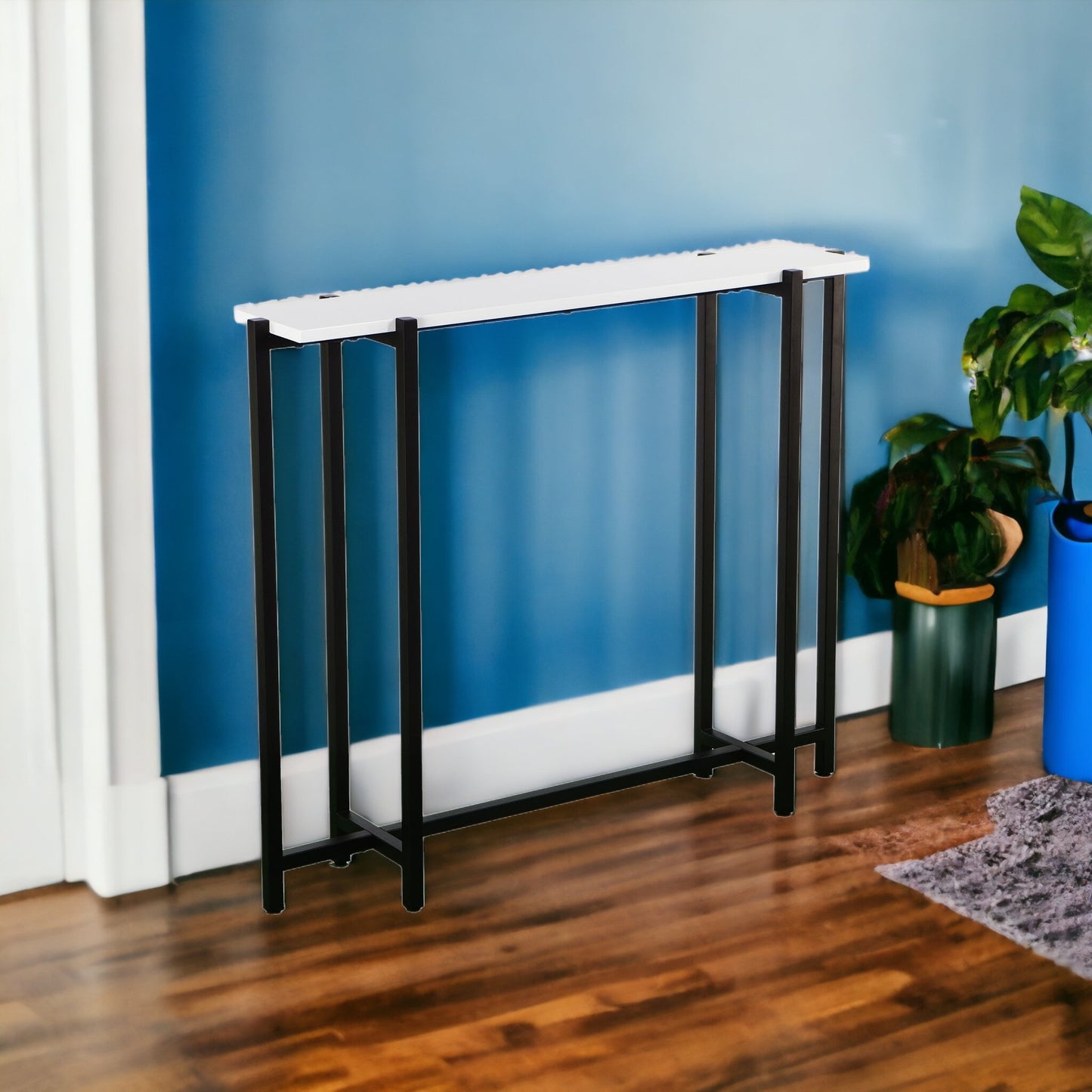 36" White and Black Frame Console Table-5