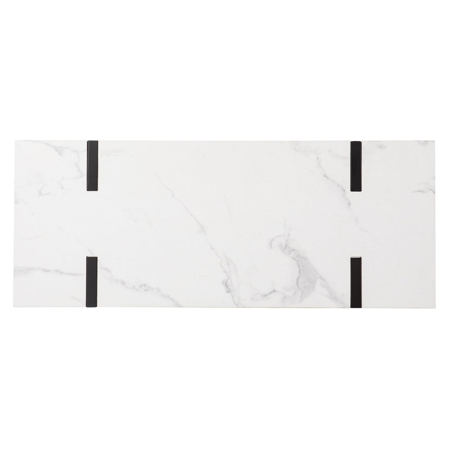 39" White and Black Faux Marble Sled Console Table-4