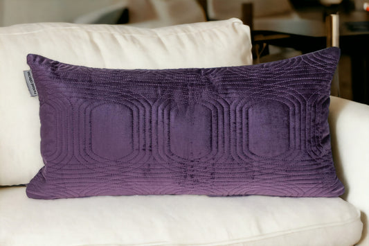 12" X 24" Purple Cotton Blend Throw Pillow-0