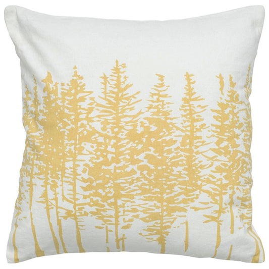 18" Yellow and Ivory Cotton Throw Pillow-0