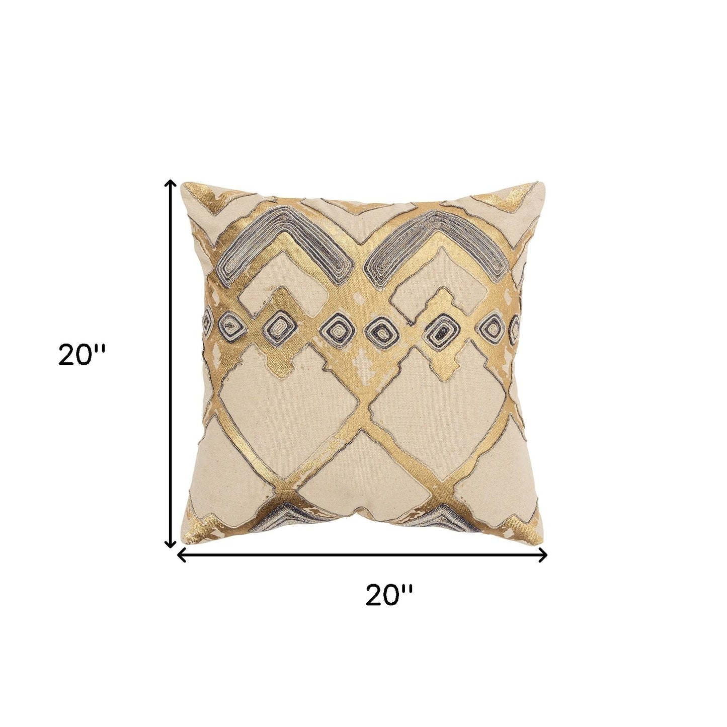 Beige Gold Foil Distressed Modern Throw Pillow-5