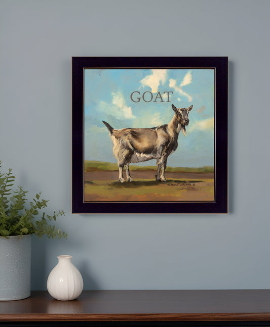 Gracey the Goat Black Framed Print Wall Art-0
