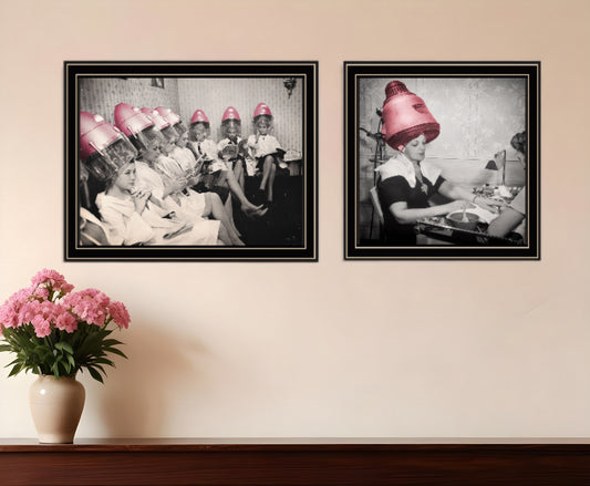 Set Of Two The Salon Black Framed Print Wall Art-0