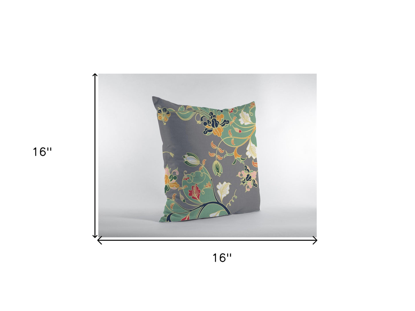 16" Green Gray Garden Zippered Suede Throw Pillow-5