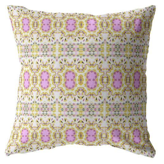 18” Yellow Lavender Geofloral Zippered Suede Throw Pillow-0