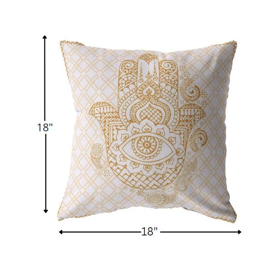 18” Gold White Hamsa Suede Zippered Throw Pillow-5