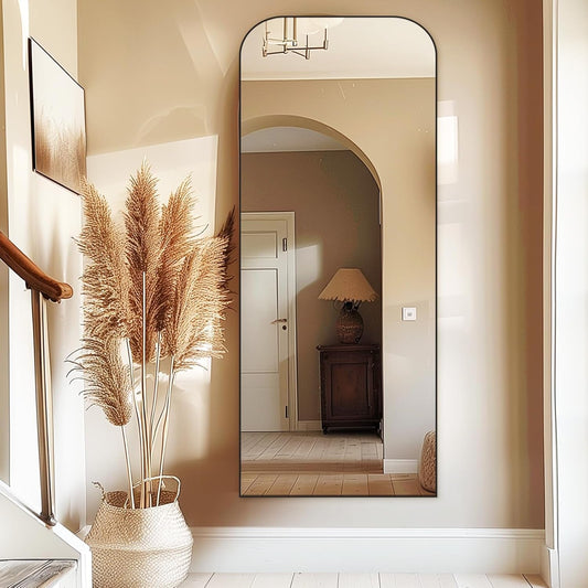 71" Oversized Black Full Length Arch Floor Mirror-0