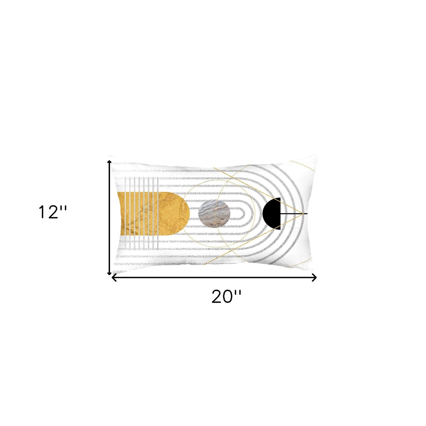 12" X 20" Black And Yellow Abstract Zippered Handmade Polyester Lumbar Pillow Cover-7