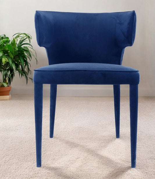 Blue Upholstered Velvet Wing Back Dining Arm Chair-0