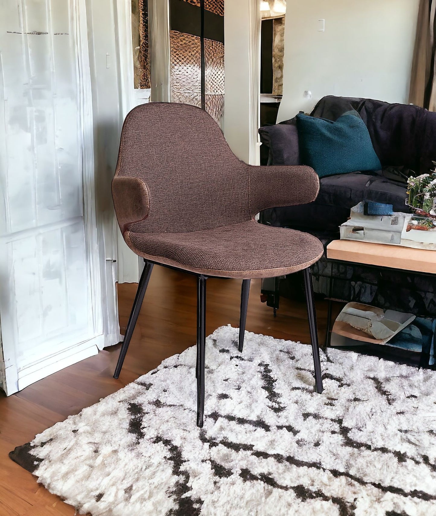 23" Brown And Black Upholstered Arm Chair-8