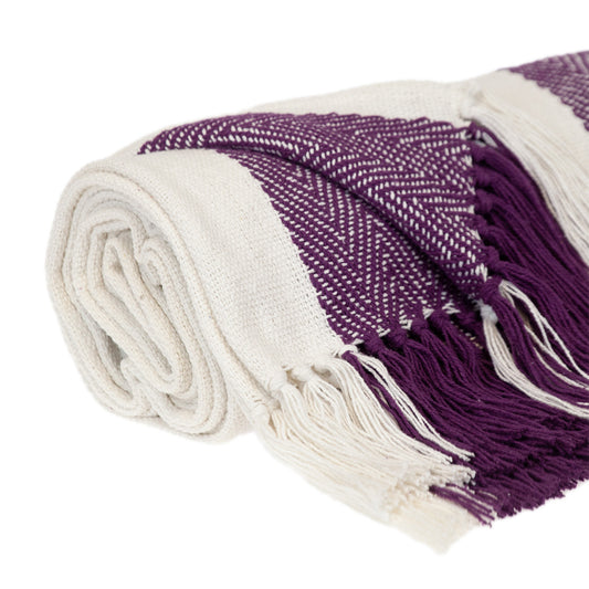 Purple Woven Cotton Throw Blanket-0