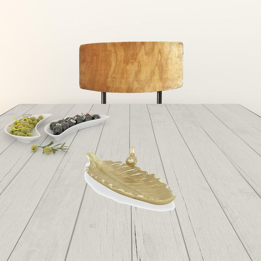 10" Gold Leaf Metal Handmade Tray-1