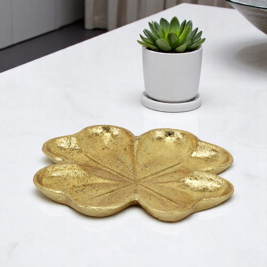 7" Gold Shamrock Metal Handmade Vanity Tray-0