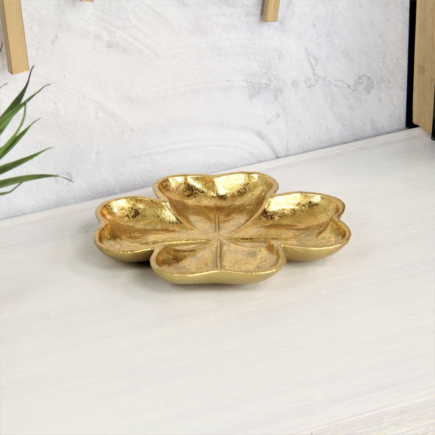7" Gold Shamrock Metal Handmade Vanity Tray-8