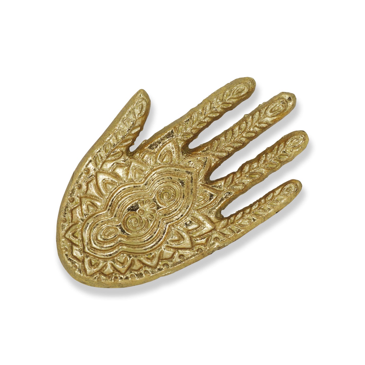 5" Gold Hamza Metal Handmade Tray-8