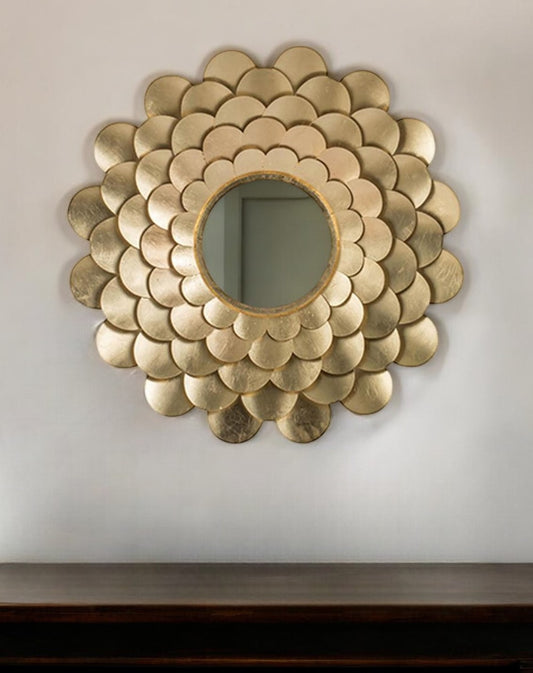 32" Gold Scalloped Iron Framed Accent Mirror-0