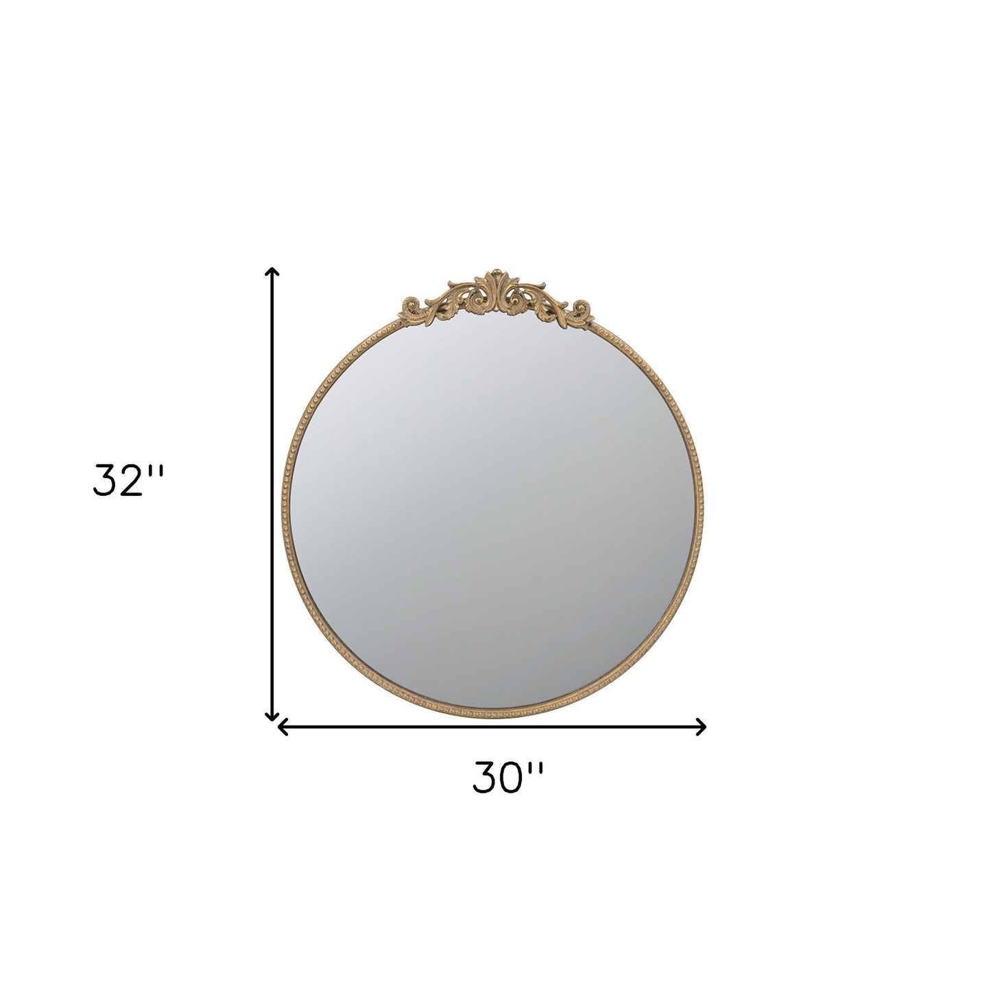 32" Gold Crowned Top Iron Framed Accent Mirror-6
