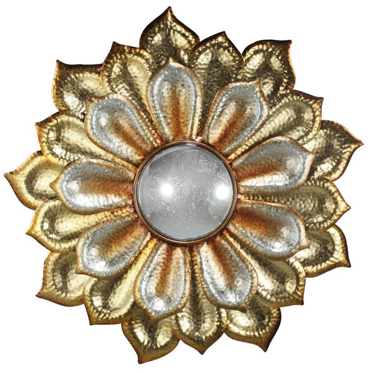 36" Gold Metal Flower Framed Accent Mirror-0