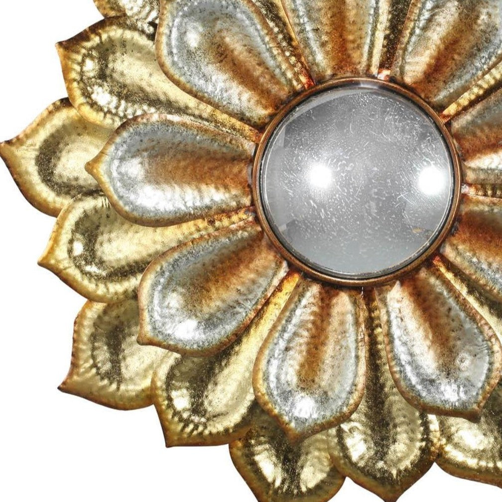 36" Gold Metal Flower Framed Accent Mirror-3