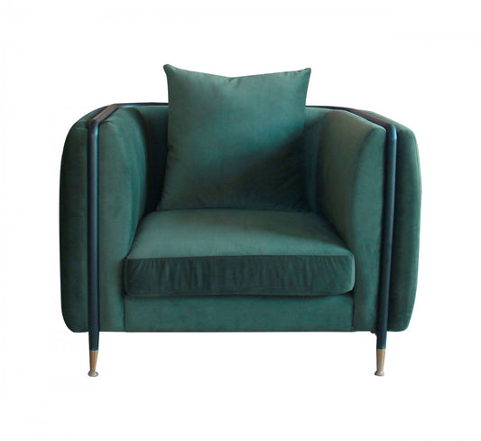 32" Green And Black Velvet Arm Chair-0