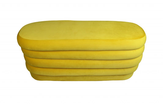 44" Yellow Velvet Tufted Oval Ottoman-0