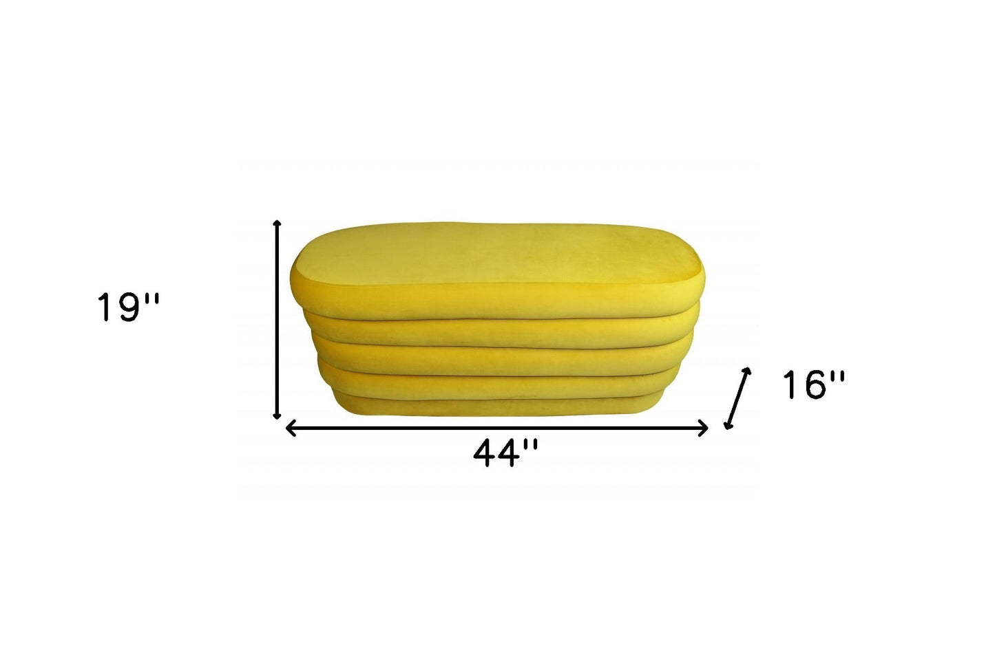 44" Yellow Velvet Tufted Oval Ottoman-4