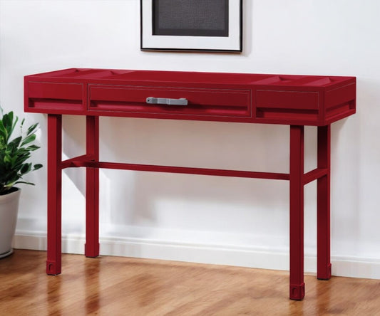 47" Red Iron And Wood Vanity Table-0