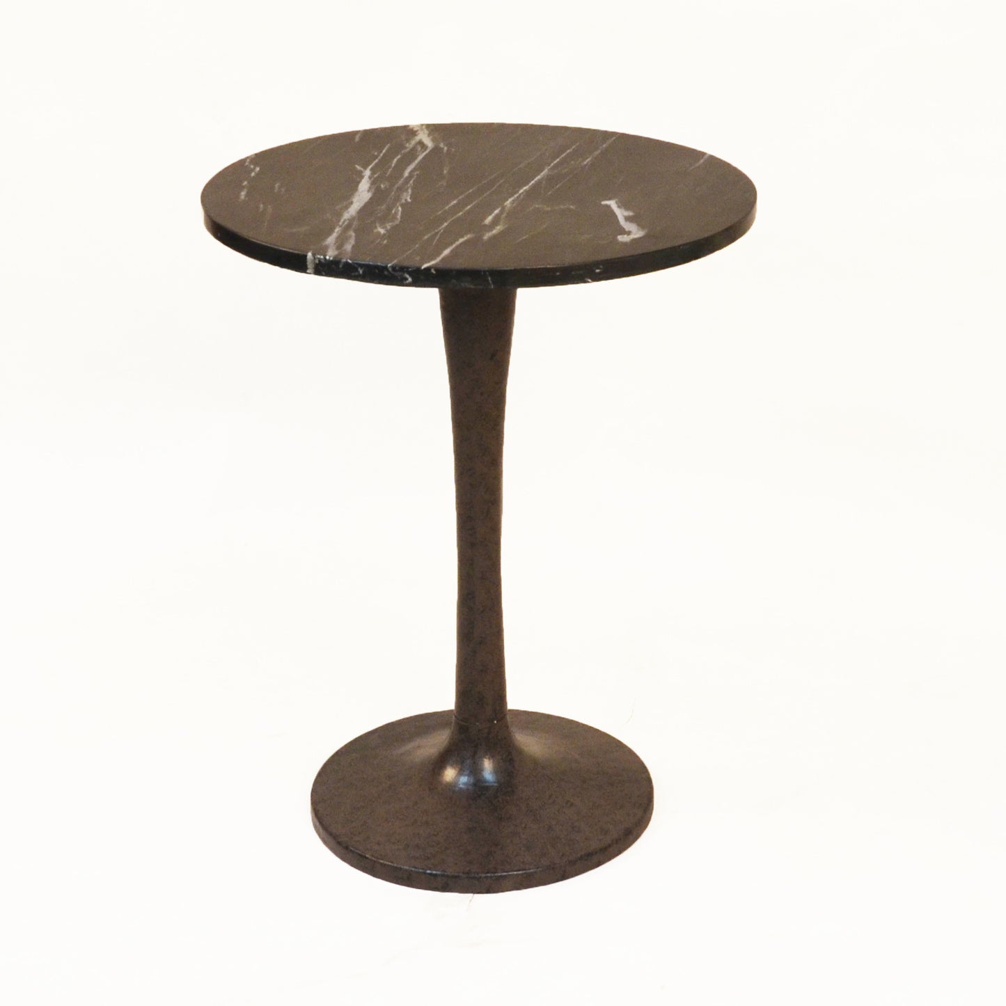 19" Black Marble Round End Table-0
