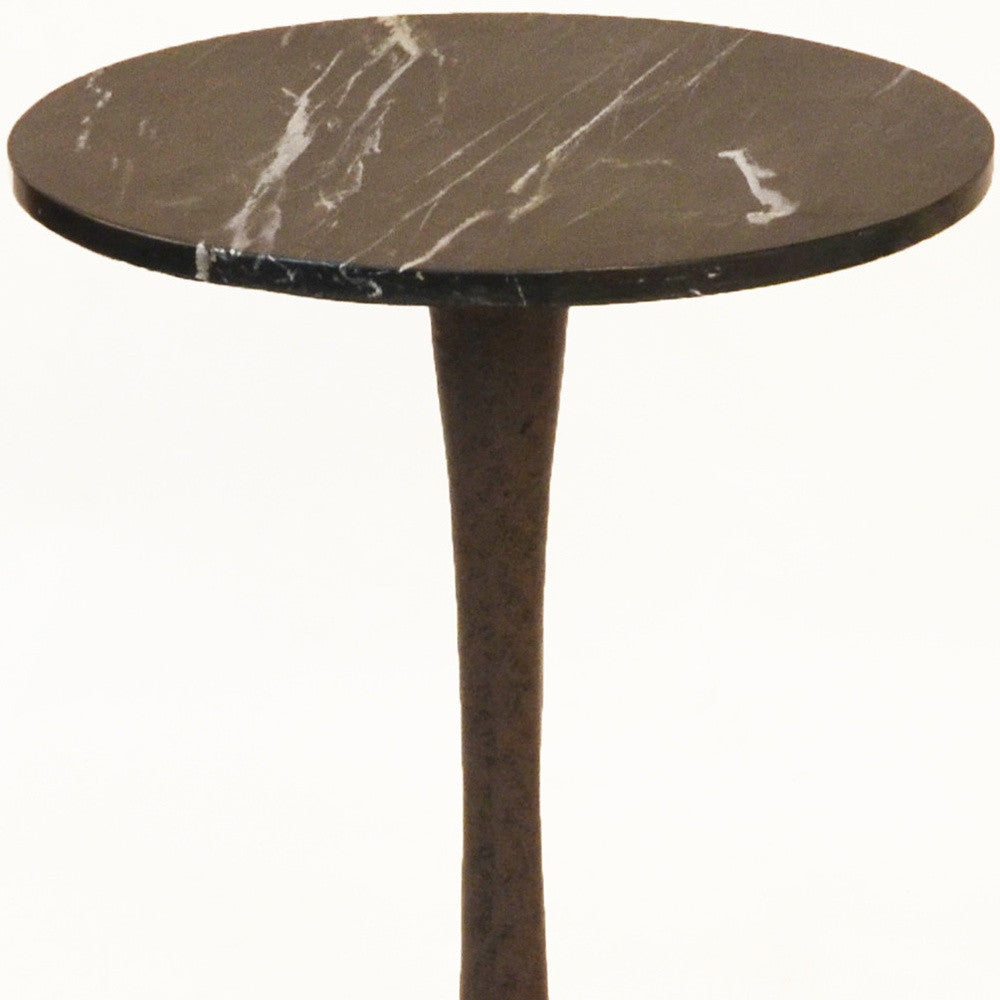 19" Black Marble Round End Table-3