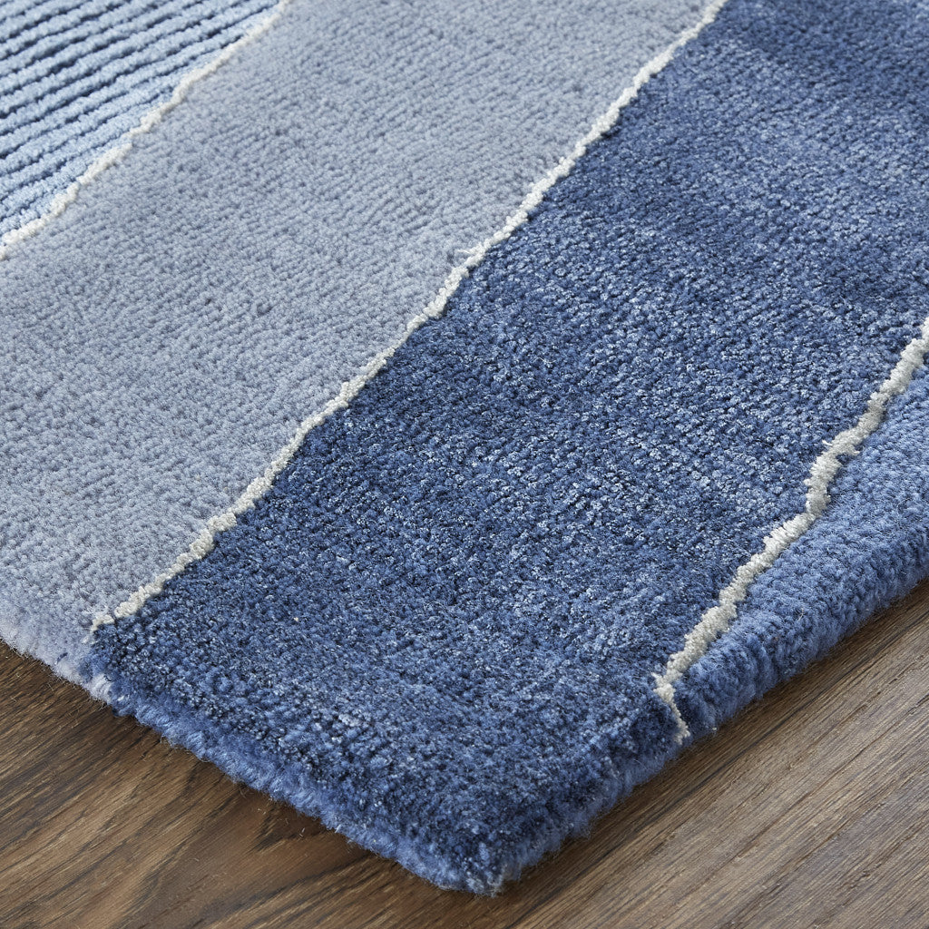 8' X 10' Blue And Silver Wool Geometric Tufted Handmade Area Rug-7